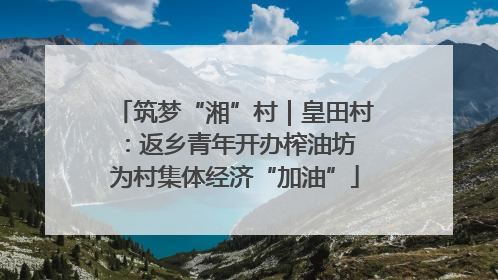 筑梦“湘”村｜皇田村：返乡青年开办榨油坊 为村集体经济“加油”