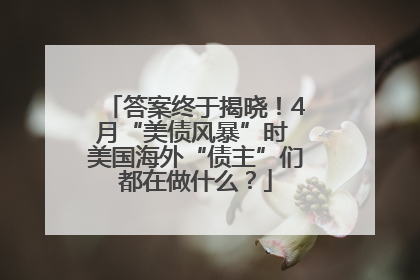 答案终于揭晓！4月“美债风暴”时 美国海外“债主”们都在做什么？