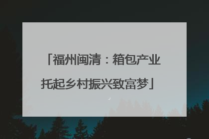 福州闽清：箱包产业托起乡村振兴致富梦