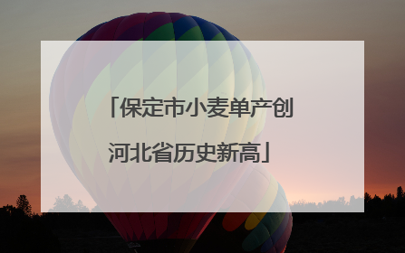 保定市小麦单产创河北省历史新高