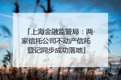 上海金融监管局：两家信托公司不动产信托登记同步成功落地
