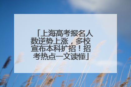 上海高考报名人数逆势上涨，多校宣布本科扩招！招考热点一文读懂