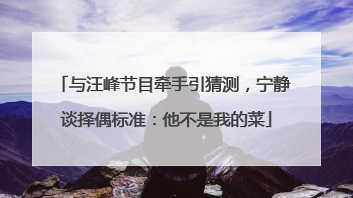 与汪峰节目牵手引猜测，宁静谈择偶标准：他不是我的菜