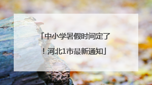 中小学暑假时间定了！河北1市最新通知