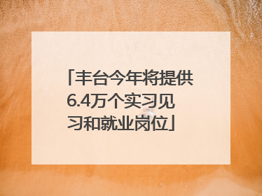 丰台今年将提供6.4万个实习见习和就业岗位