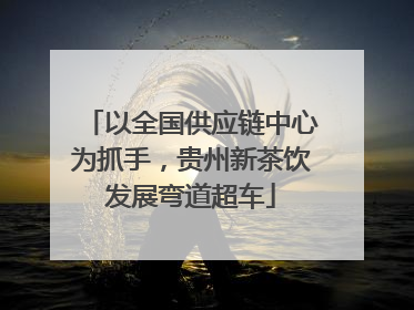 以全国供应链中心为抓手，贵州新茶饮发展弯道超车