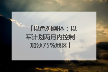 以色列媒体：以军计划两月内控制加沙75%地区