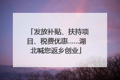 发放补贴、扶持项目、税费优惠……湖北喊您返乡创业