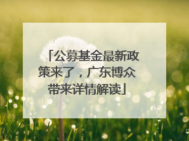 公募基金最新政策来了，广东博众带来详情解读