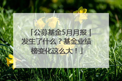 公募基金5月月报｜发生了什么？基金业绩榜变化这么大！