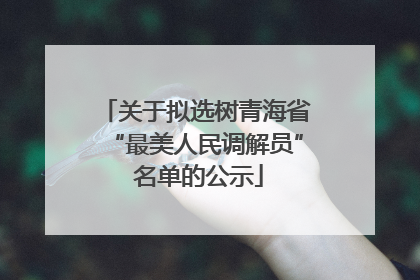 关于拟选树青海省“最美人民调解员” 名单的公示
