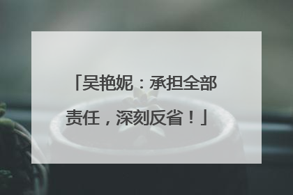 吴艳妮：承担全部责任，深刻反省！