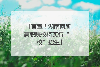 官宣！湖南两所高职院校将实行“一校”招生