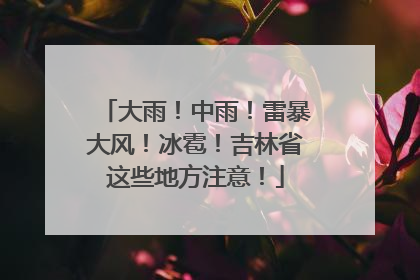 大雨！中雨！雷暴大风！冰雹！吉林省这些地方注意！
