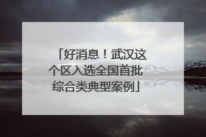 好消息！武汉这个区入选全国首批综合类典型案例