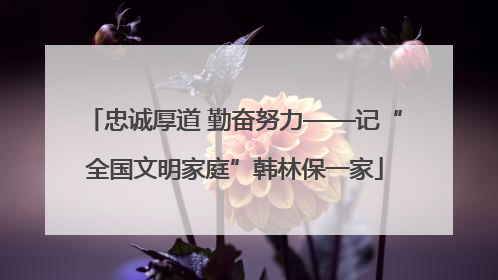 忠诚厚道 勤奋努力——记“全国文明家庭”韩林保一家