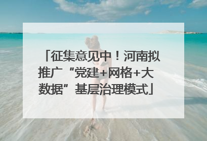 征集意见中！河南拟推广“党建+网格+大数据”基层治理模式