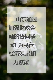 山东通过加强财政金融的协同联动 为民营经济发展加力赋能
