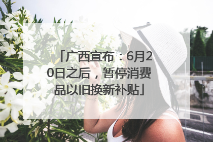 广西宣布：6月20日之后，暂停消费品以旧换新补贴
