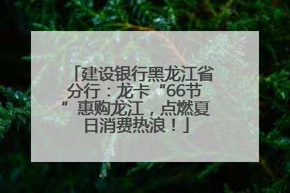 建设银行黑龙江省分行：龙卡“66节”惠购龙江，点燃夏日消费热浪！