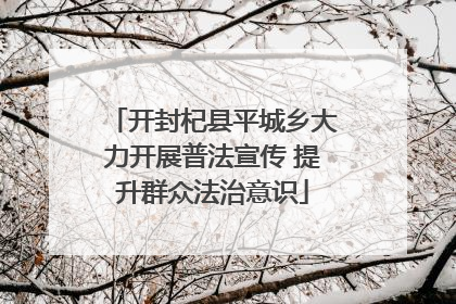 开封杞县平城乡大力开展普法宣传 提升群众法治意识
