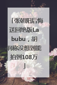 张朝阳后悔送回绝版Labubu，胡润称没想到能拍到108万