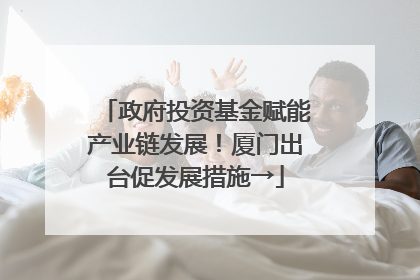 政府投资基金赋能产业链发展！厦门出台促发展措施→