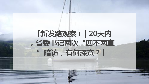 新发路观察+｜20天内，省委书记两次“四不两直”暗访，有何深意？