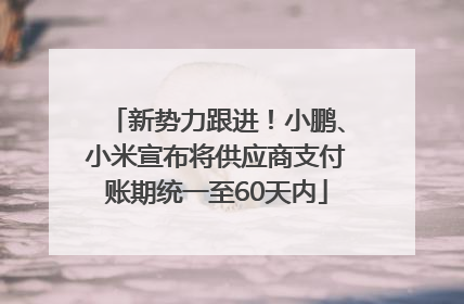 新势力跟进！小鹏、小米宣布将供应商支付账期统一至60天内