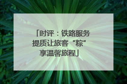 时评：铁路服务提质让旅客“粽”享温馨旅程