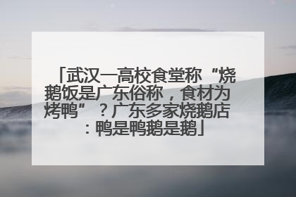 武汉一高校食堂称“烧鹅饭是广东俗称，食材为烤鸭”？广东多家烧鹅店：鸭是鸭鹅是鹅