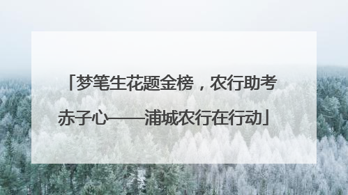 梦笔生花题金榜，农行助考赤子心——浦城农行在行动
