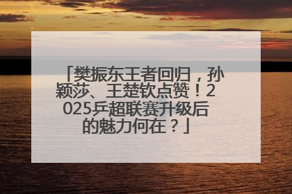 樊振东王者回归，孙颖莎、王楚钦点赞！2025乒超联赛升级后的魅力何在？