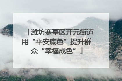 潍坊寒亭区开元街道用“平安底色”提升群众“幸福成色”