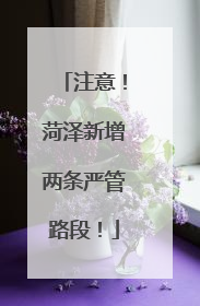 注意！菏泽新增两条严管路段！