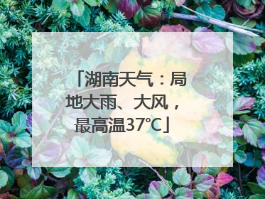湖南天气：局地大雨、大风，最高温37℃