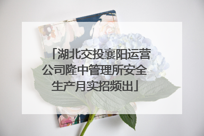 湖北交投襄阳运营公司隆中管理所安全生产月实招频出
