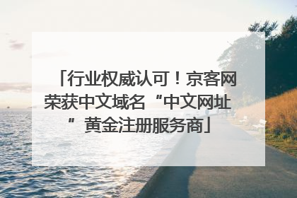 行业权威认可！京客网荣获中文域名“中文网址”黄金注册服务商