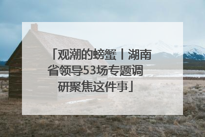 观潮的螃蟹丨湖南省领导53场专题调研聚焦这件事