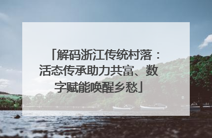 解码浙江传统村落：活态传承助力共富、数字赋能唤醒乡愁