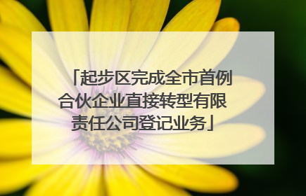起步区完成全市首例合伙企业直接转型有限责任公司登记业务