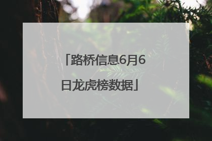 路桥信息6月6日龙虎榜数据