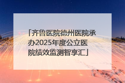 齐鲁医院德州医院承办2025年度公立医院绩效监测智享汇