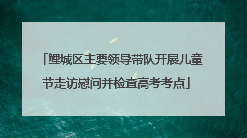鲤城区主要领导带队开展儿童节走访慰问并检查高考考点