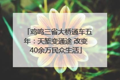 鸡鸣三省大桥通车五年：天堑变通途 改变40余万民众生活