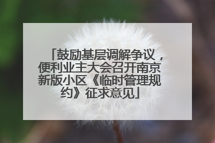鼓励基层调解争议，便利业主大会召开南京新版小区《临时管理规约》征求意见