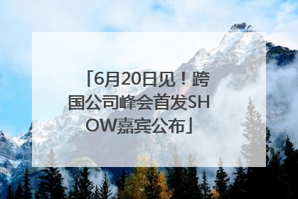 6月20日见！跨国公司峰会首发SHOW嘉宾公布